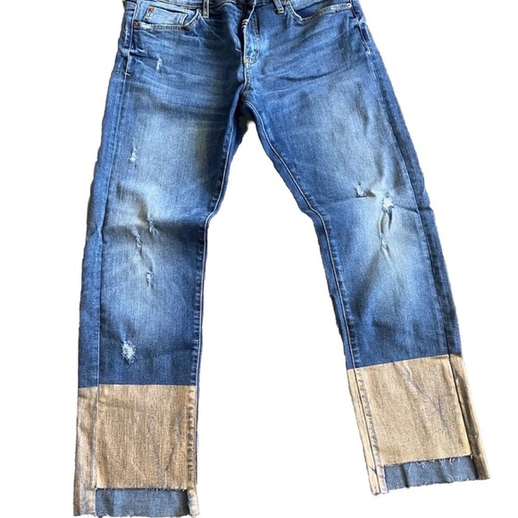 Anthropologie Pilcro Slim Boyfriend Jeans Rose Gold Coated Foil Metallic Sz 30 - Picture 4 of 8